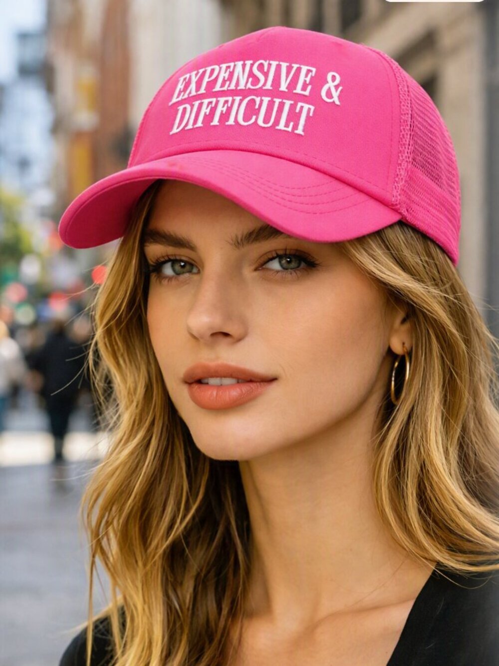 “EXPENSIVE & DIFFICULT” Hot Pink & White Embroidered Trucker Hat (BRAND-NEW!)
